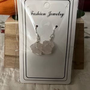 Rose quartz raw stone earrings